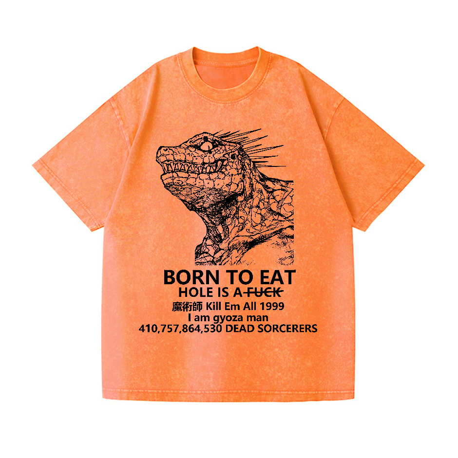 Born To Eat Kaiju Vintage Wash Japanese Design T-Shirt