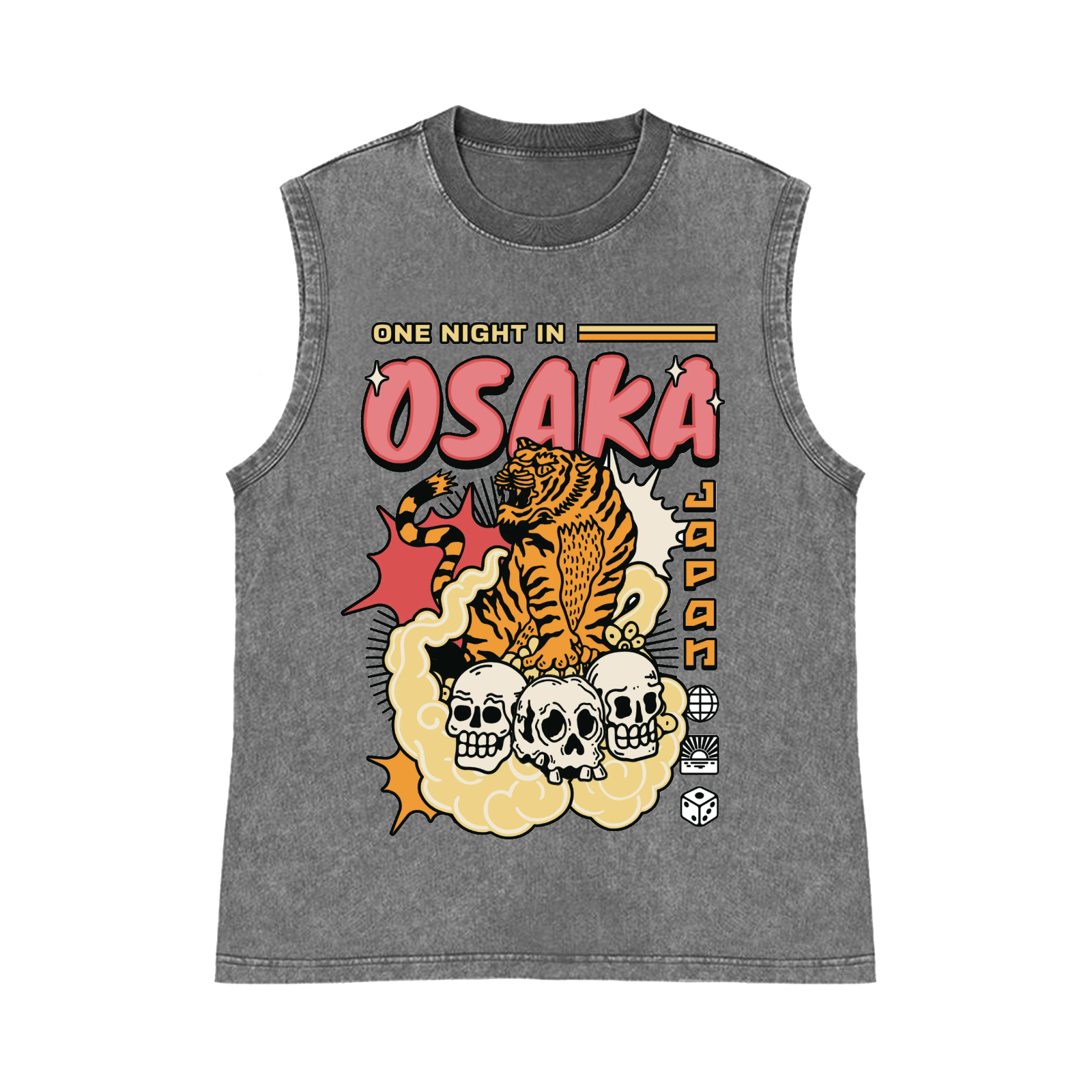 One Night in OSAKA Pure Cotton Wash-Dyed Sleeveless Tank Top