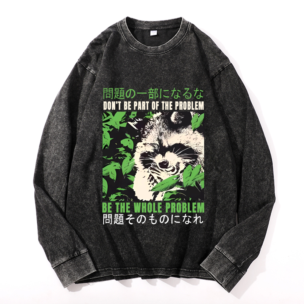 Vintage Cotton Wash Crewneck Long-Sleeve T-Shirt