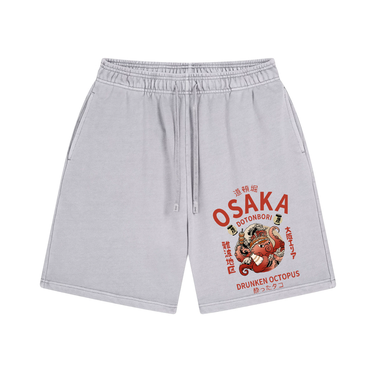 Osaka Dotonbori Drunken Octopus Vintage Pure Thick Cotton Shorts