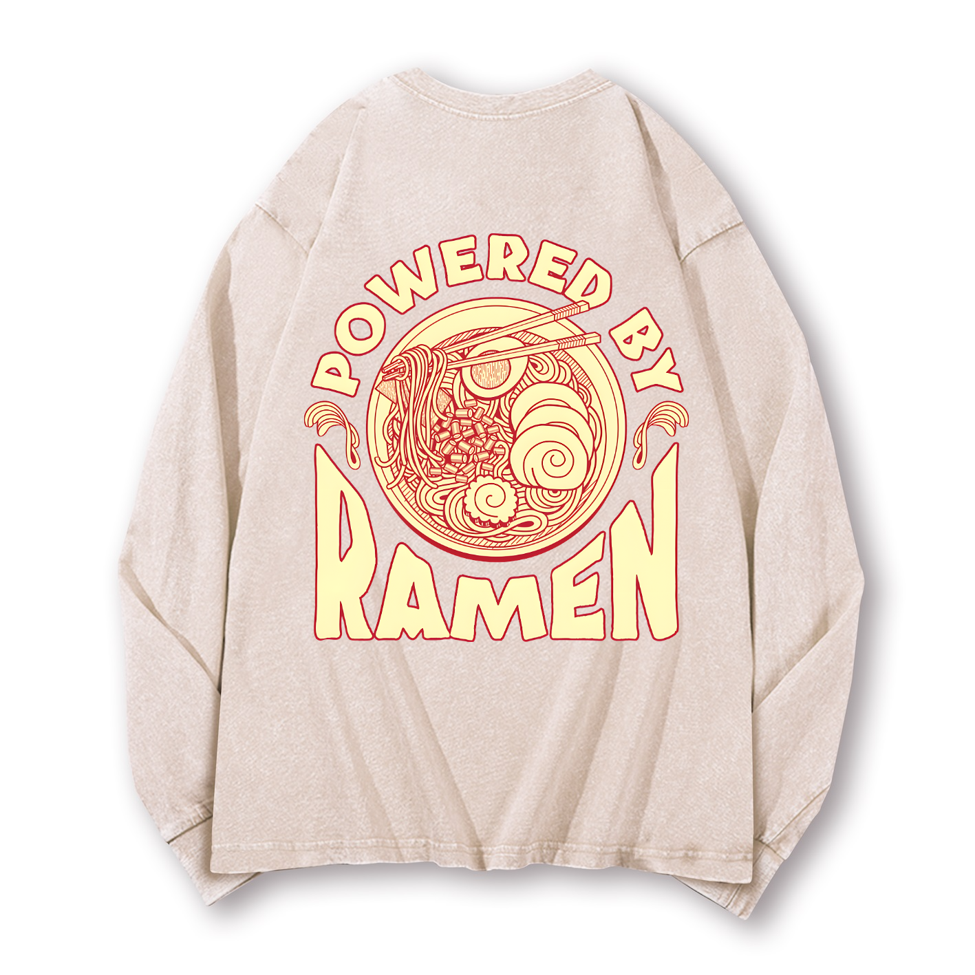 Ramen Vintage Washed Cotton Back Art Long-sleeve T-shirt