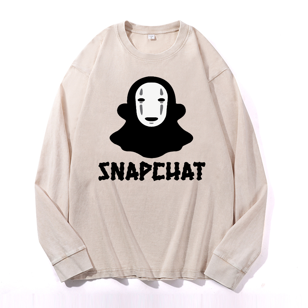 Snapchat Vintage Cotton Wash Long-sleeve T-shirt