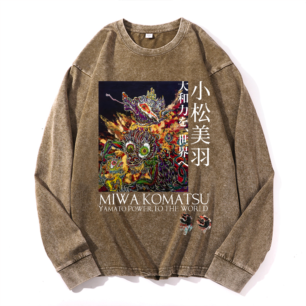 Miwa Komatsu Vintage Cotton Wash Crewneck Long-Sleeve T-Shirt