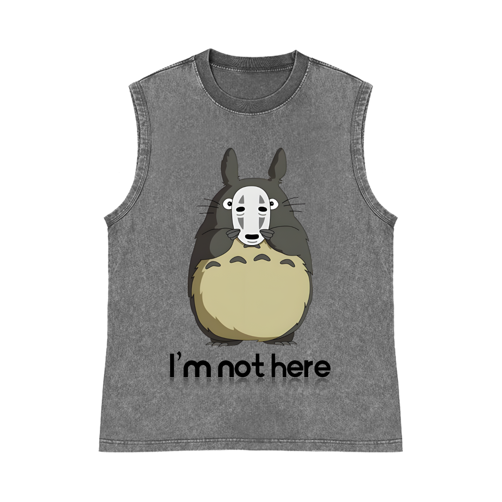 Ghibli Totoro No Face kaonashi Pure Cotton Wash-Dyed Sleeveless Tank Top