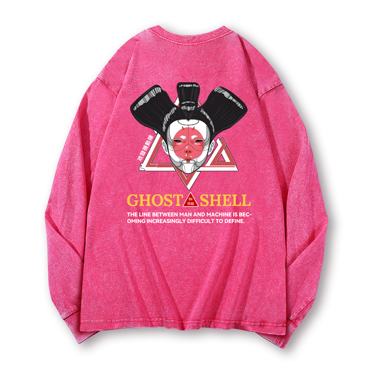 Ghost in the Shell Geisha Vintage Washed Cotton Back Art Long-sleeve T-shirt