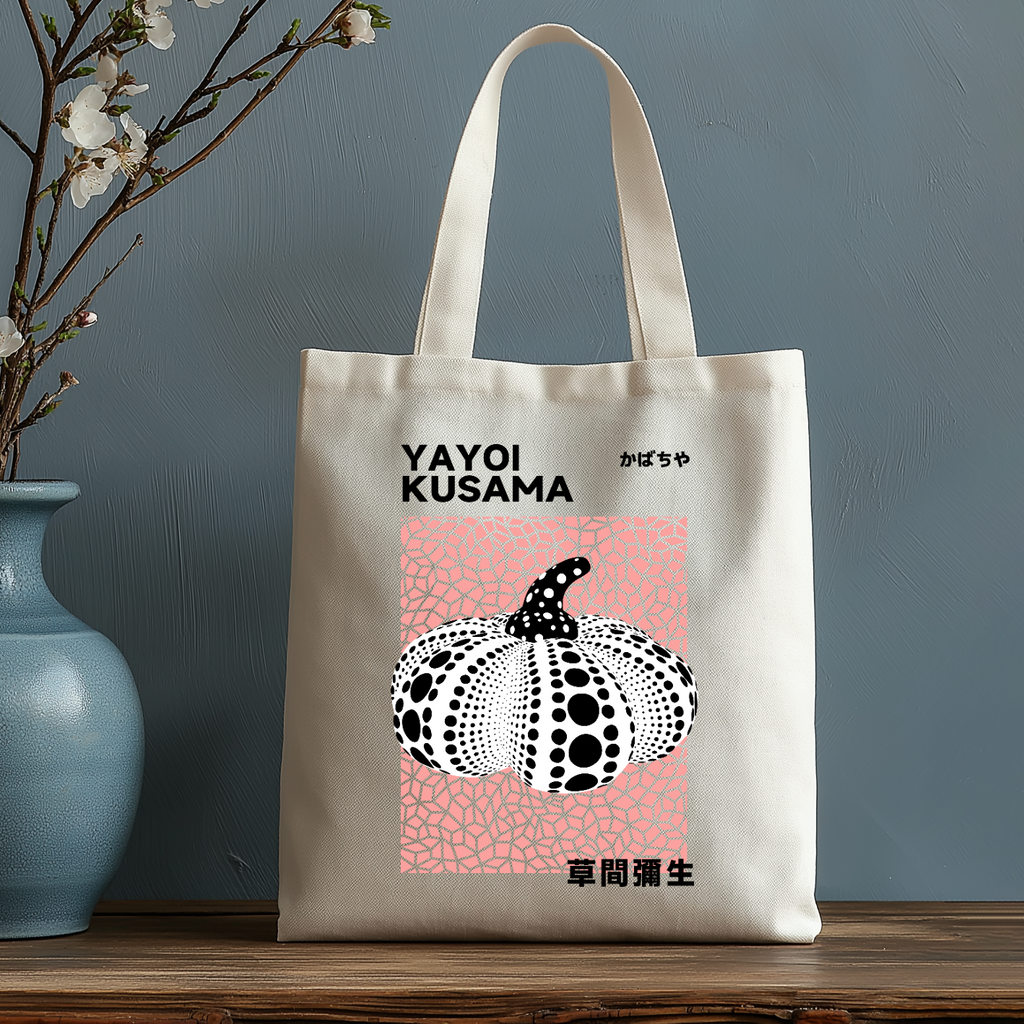 Yayoi Kusama Pumpkin Japanese Style Canvas Tote Bag