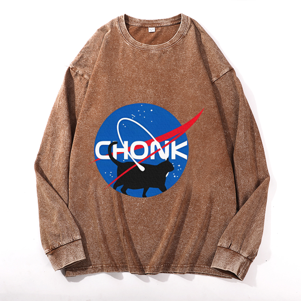 Vintage Cotton Wash Crewneck Long-Sleeve T-Shirt