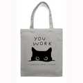Black Cat Watching Your Work Japanese Style Canvas Tote Bag