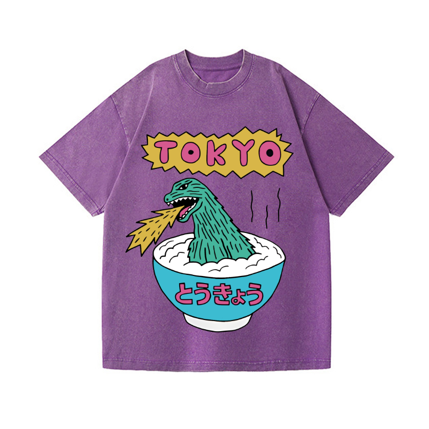 Kaiju The Monster Rice of Tokyo Vintage Wash Japanese Design T-Shirt