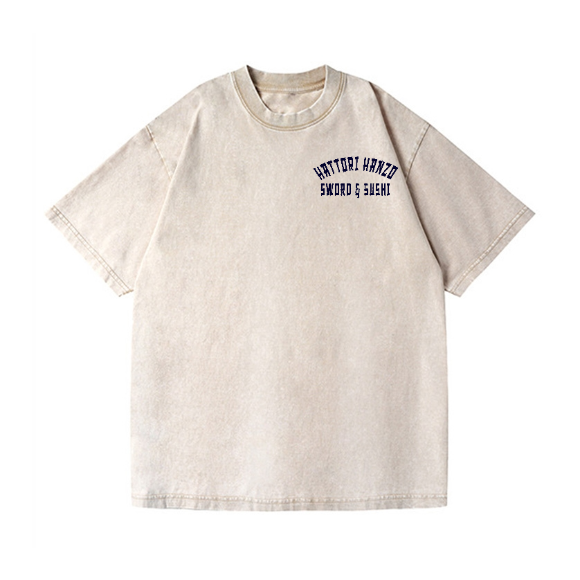 Hattori Hanzo Vintage Wash Japanese Design Back Art T-Shirt