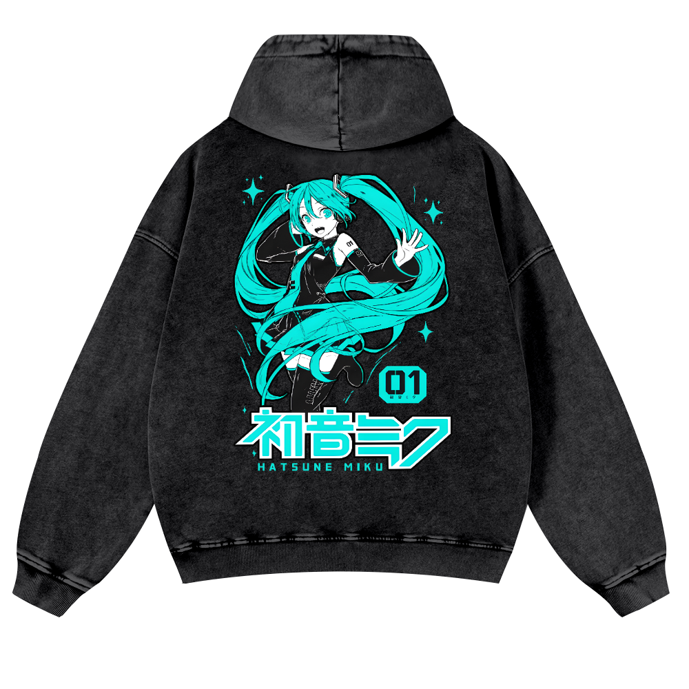 Hatsune Miku Vintage Washed Cotton Back Art Hoodie