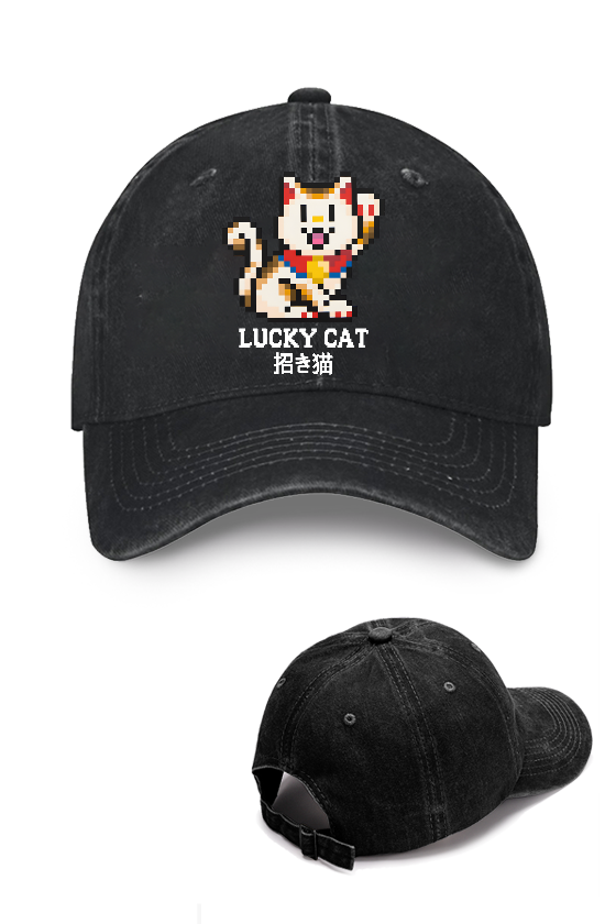 Mosaic Lucky Cat Vintage Cotton Cap