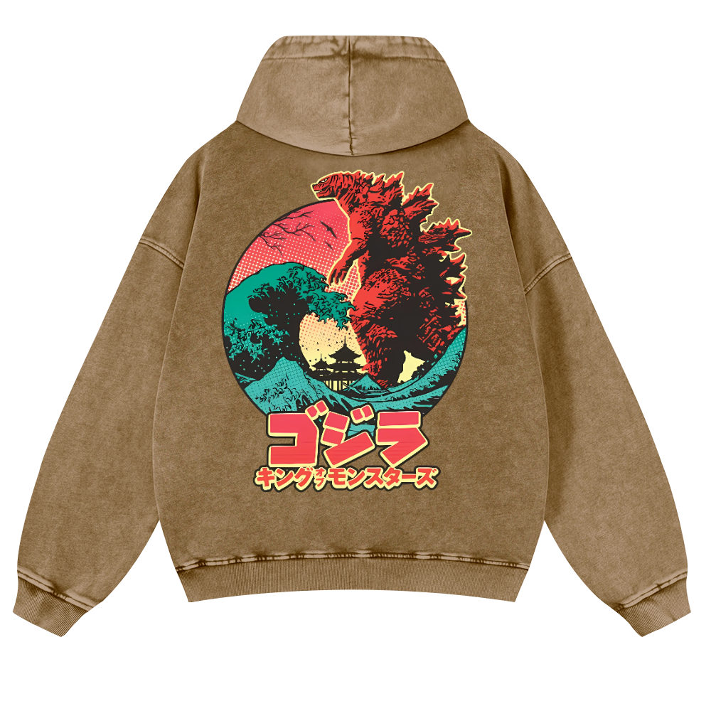 Kaiju Vintage Washed Cotton Back Art Hoodie