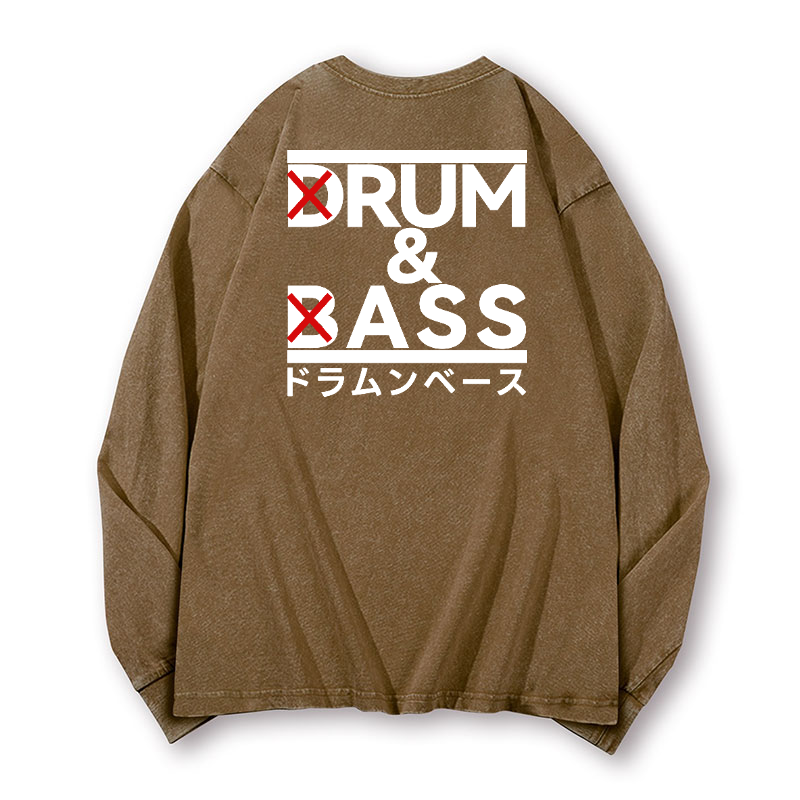 Drum and Bass Vintage Washed Cotton Back Art Long-sleeve T-shirt