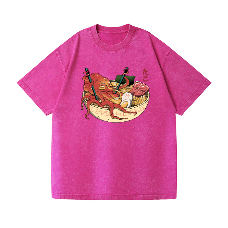 Ramen Octopus Vintage Wash Japanese Design T-Shirt