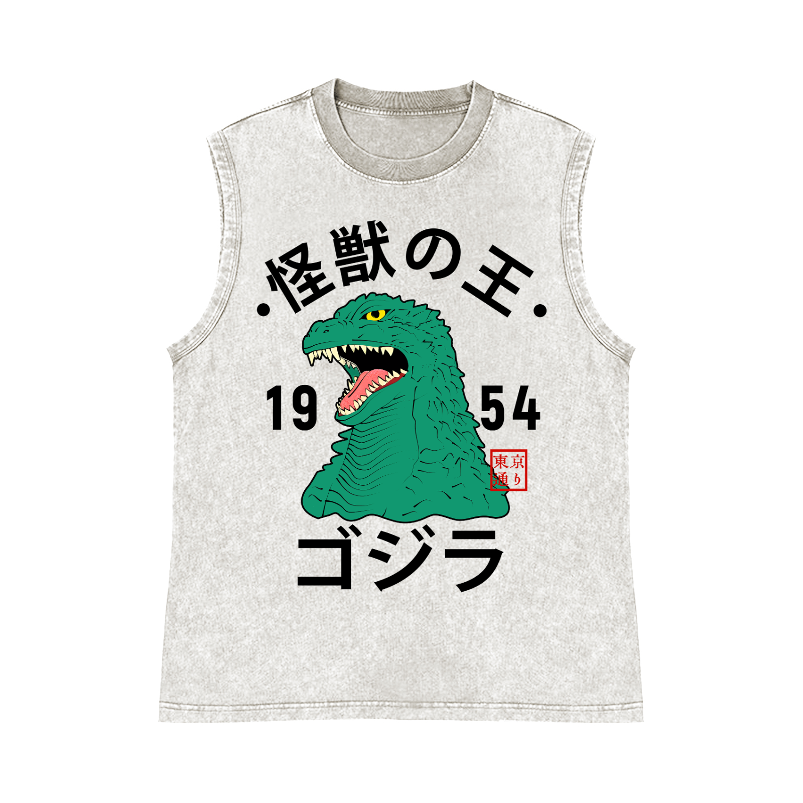 Kaiju Pure Cotton Wash-Dyed Sleeveless Tank Top