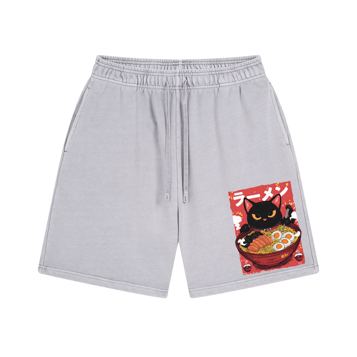 Ramen Black Cat Vintage Pure Thick Cotton Shorts