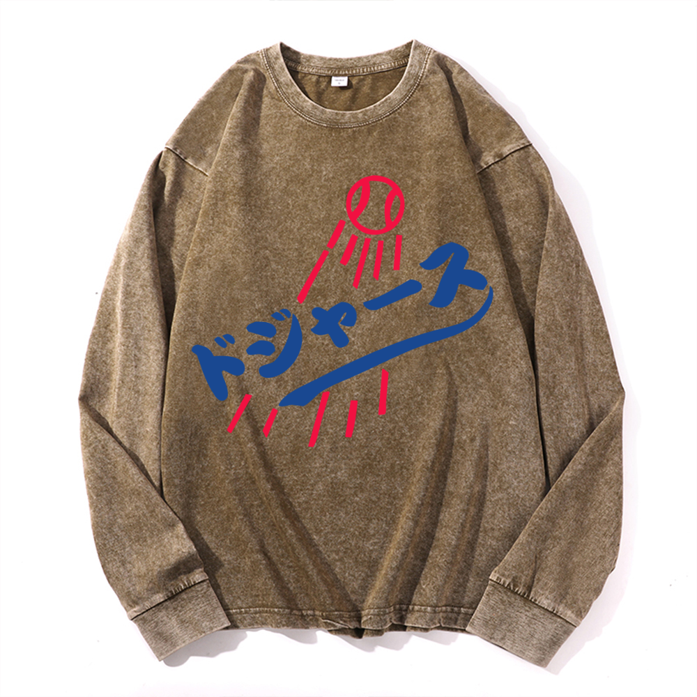 Dream Vintage Cotton Wash Crewneck Long-Sleeve T-Shirt