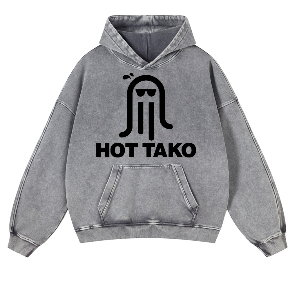 Hot Tako Octopus Vintage Washed Thick Cotton Hoodie