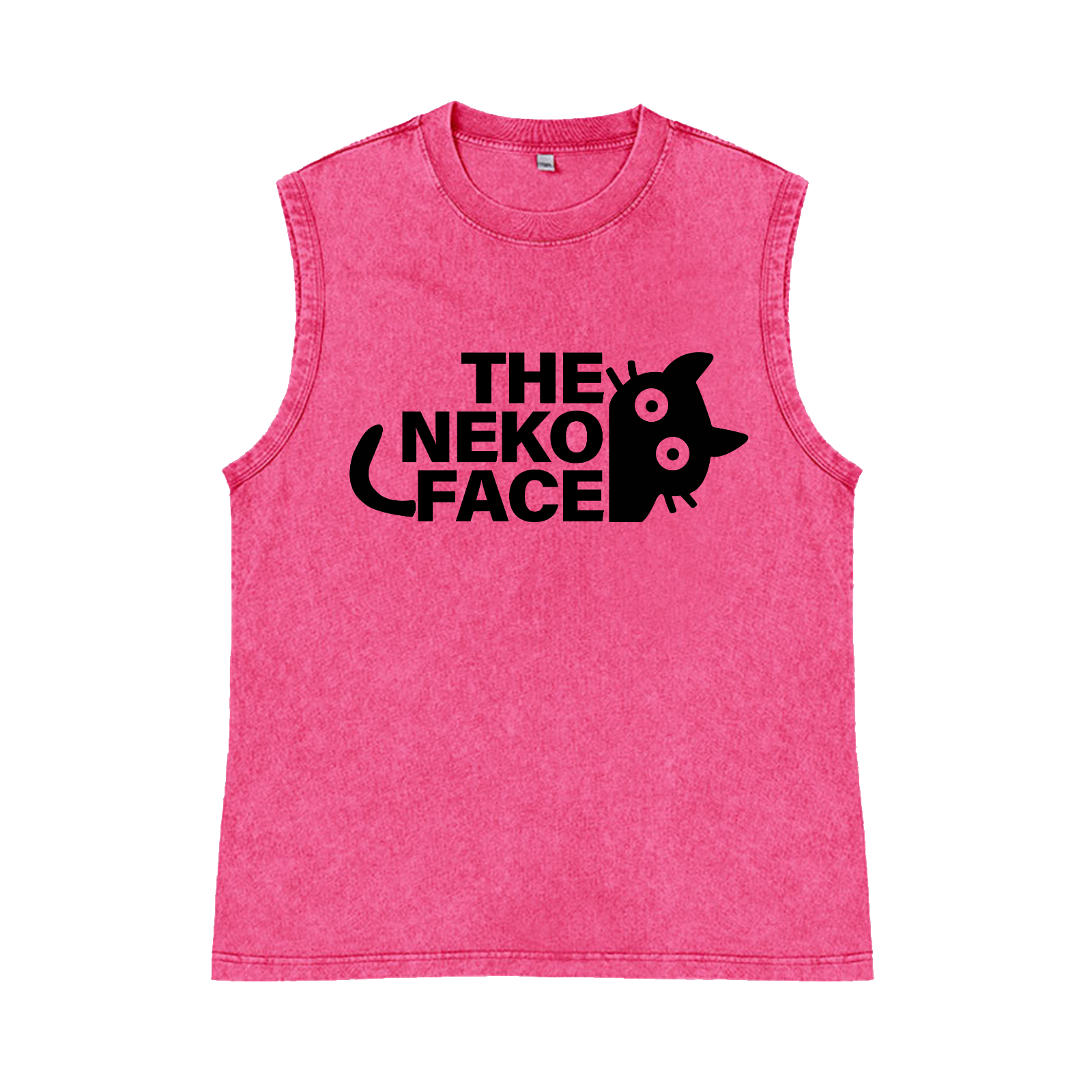 The Neko Face Pure Cotton Wash-Dyed Sleeveless Tank Top