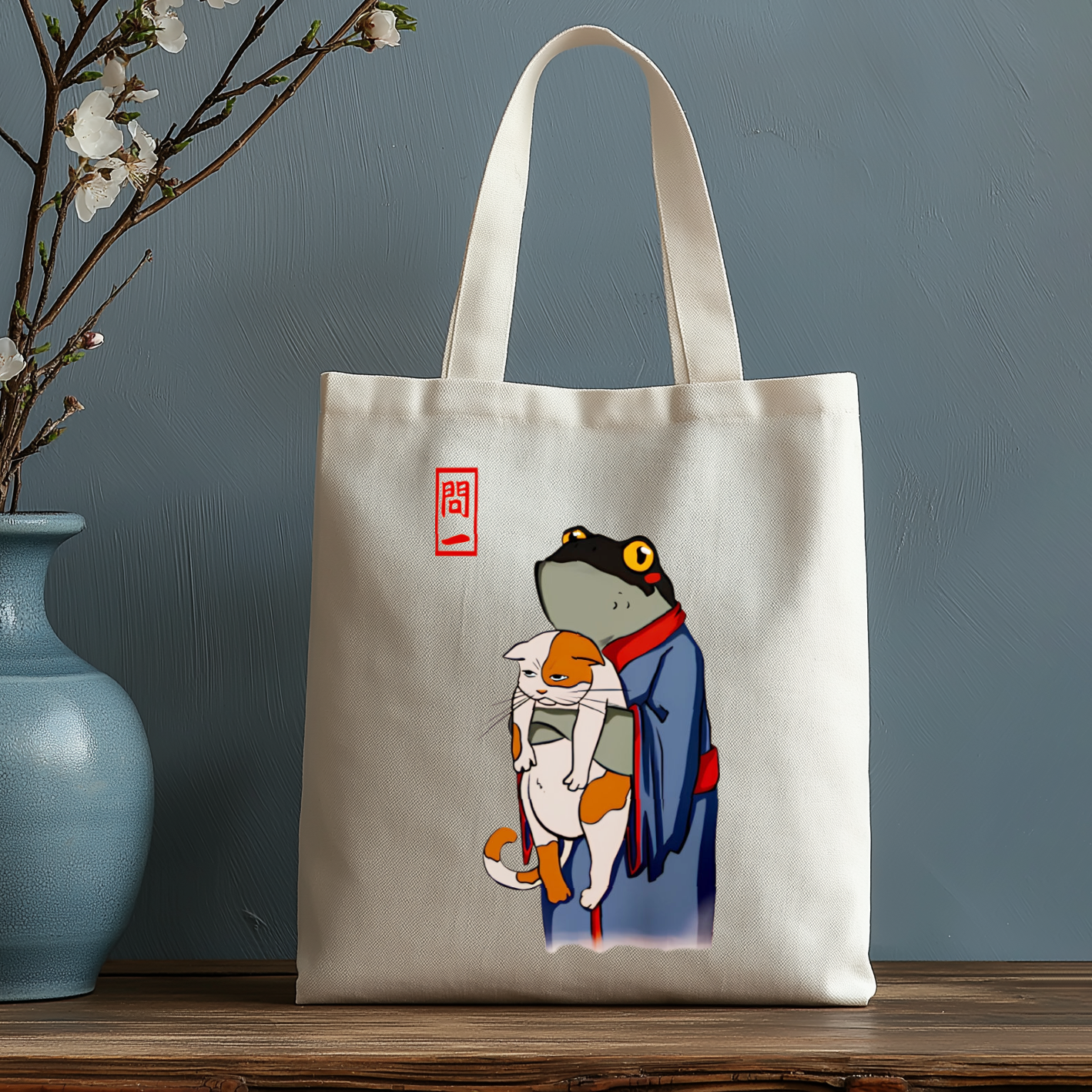 Matsumoto Hoji Frog Japanese Style Canvas Tote Bag
