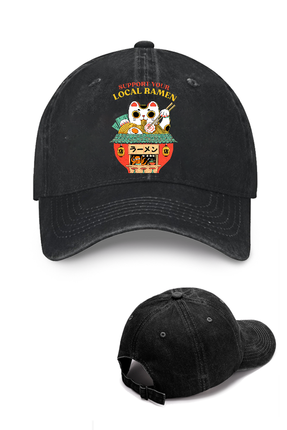 Ramen Cat Vintage Cotton Cap