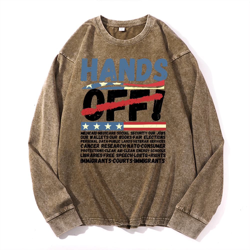 Hands Off... Vintage Cotton Wash Long-sleeve T-shirt