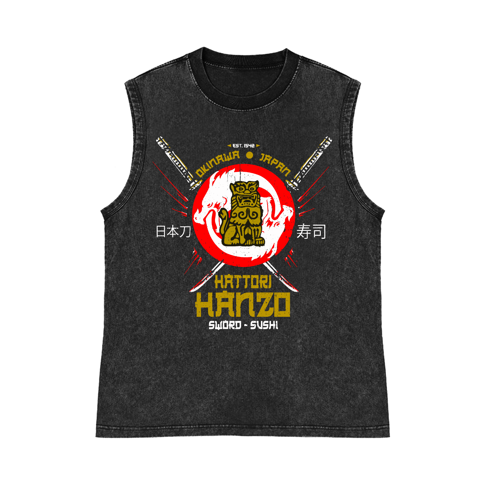 Hattori Hanzo Komainu Pure Cotton Wash-Dyed Sleeveless Tank Top