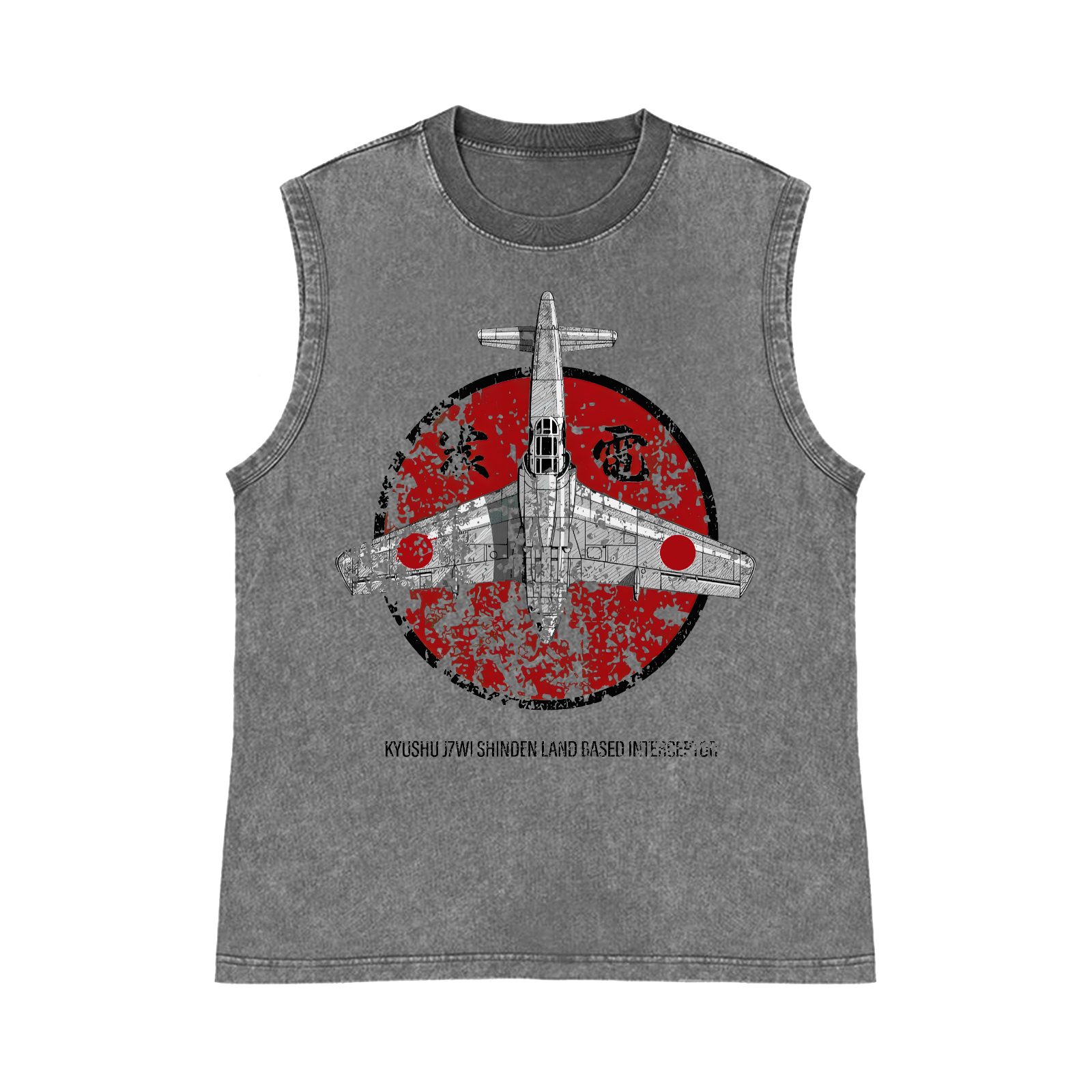Shinden Fighter Alternate Pure Cotton Wash-Dyed Sleeveless Tank Top