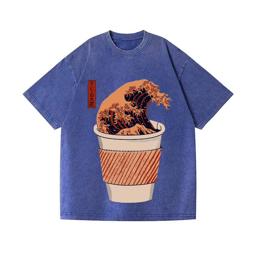 Wave Vintage Wash Japanese Design T-Shirt