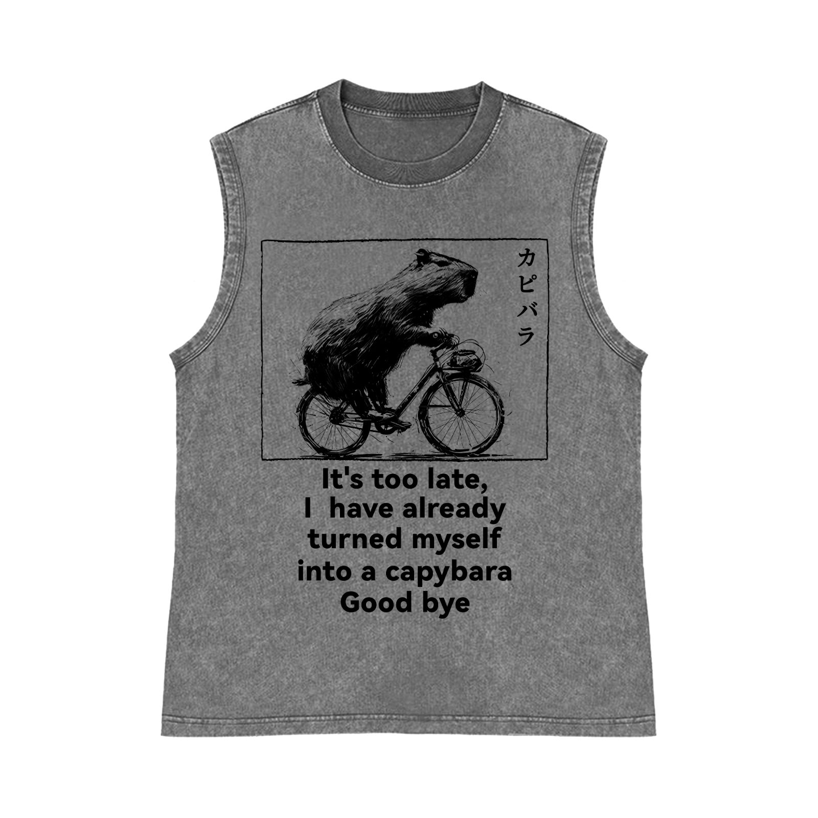 Capybara Pure Cotton Wash-Dyed Sleeveless Tank Top
