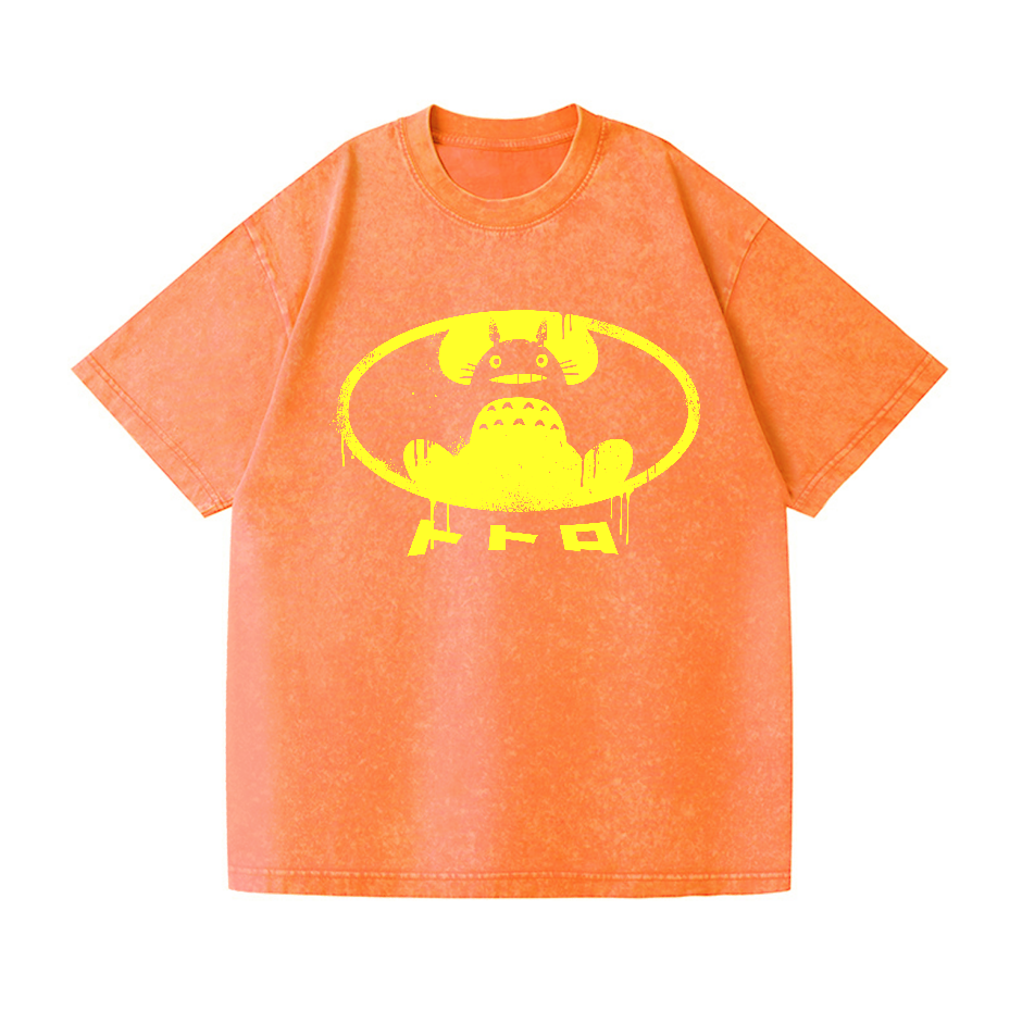 Ghibli Totoro Batman Vintage Wash Japanese Design T-Shirt