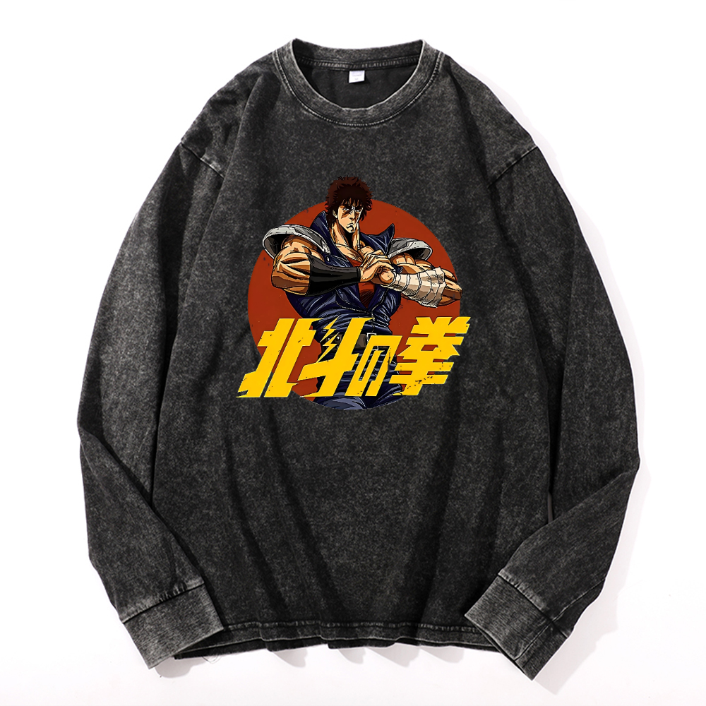 Vintage Cotton Wash Crewneck Long-Sleeve T-Shirt