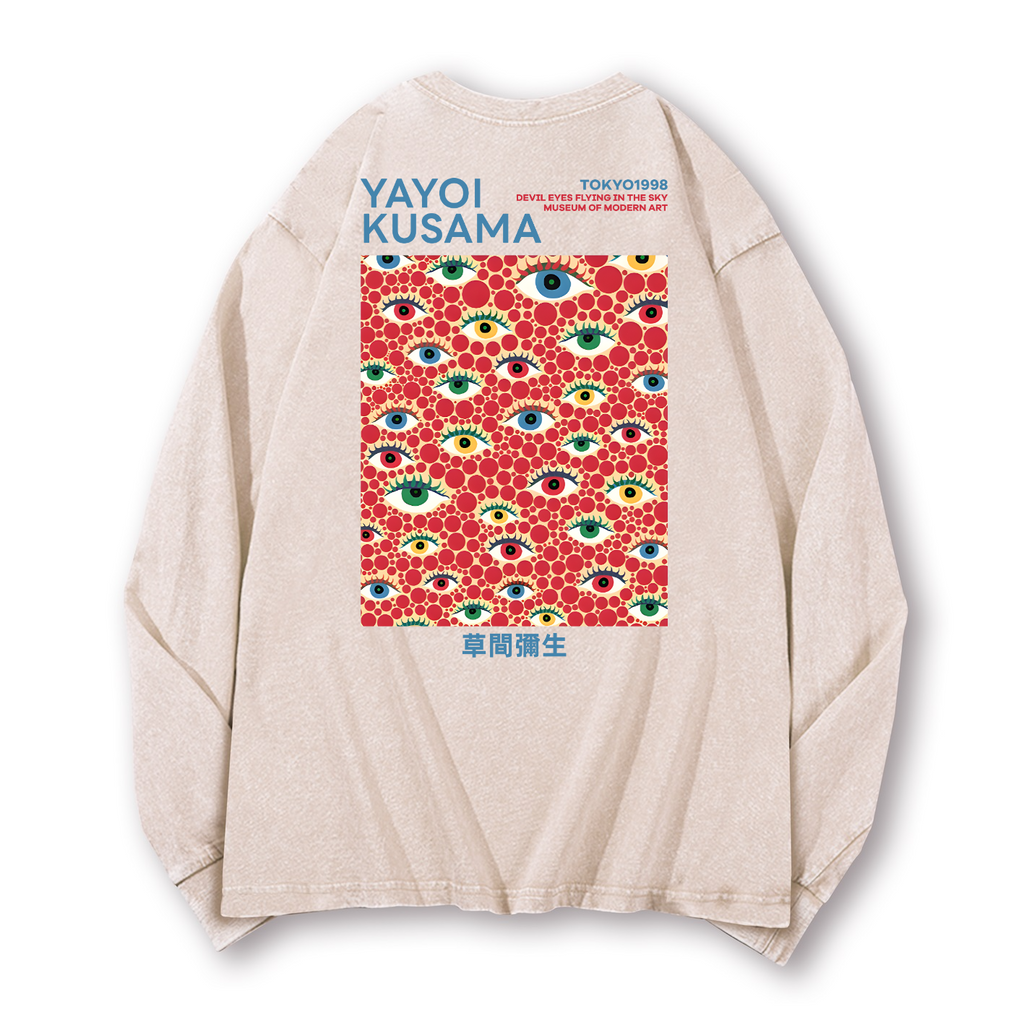 Yayoi Kusama Vintage Washed Cotton Back Art Long-sleeve T-shirt