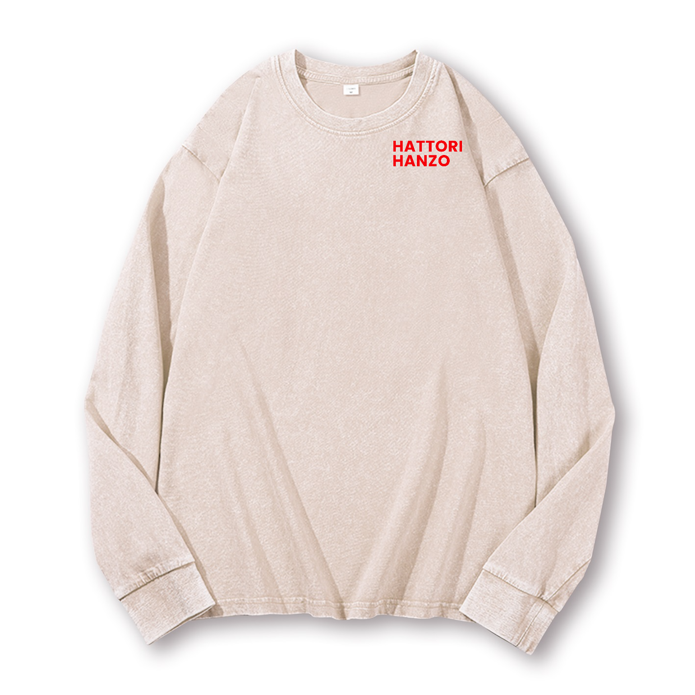Okinawa Hattori Hanzo Vintage Washed Cotton Back Art Long-sleeve T-shirt