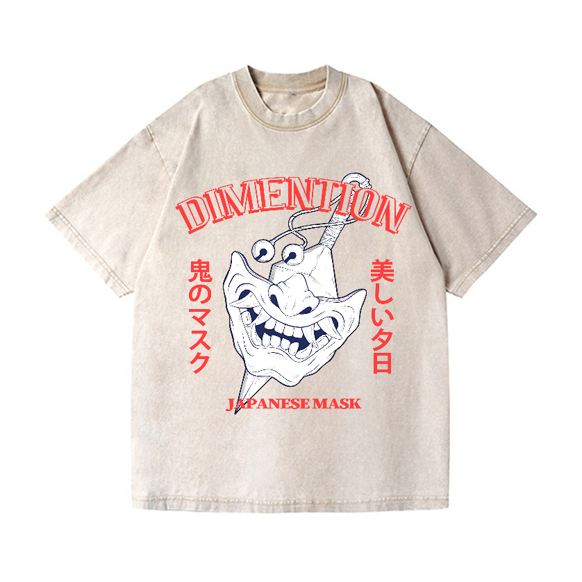 Mask Vintage Wash Japanese Design T-Shirt