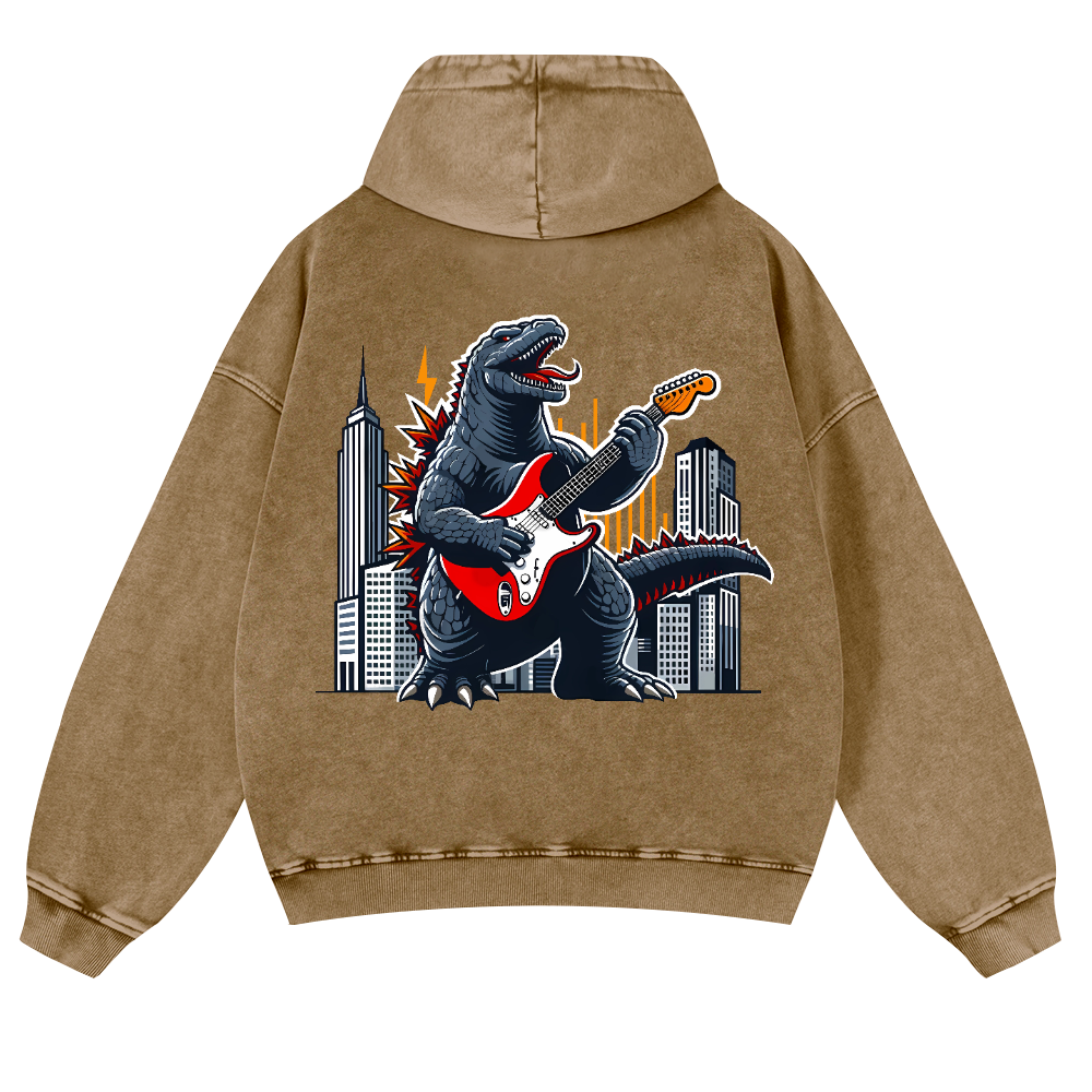 Rock Kaiju Vintage Washed Cotton Back Art Hoodie