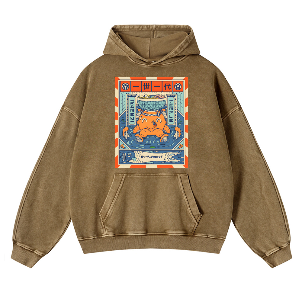 Octopus Vintage Washed Thick Cotton Hoodie
