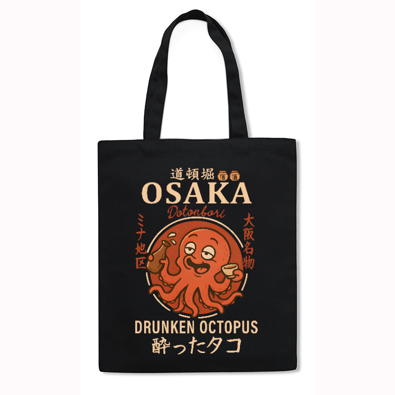 Osaka Dotonbori Drunken Octopus Japanese Style Canvas Tote Bag