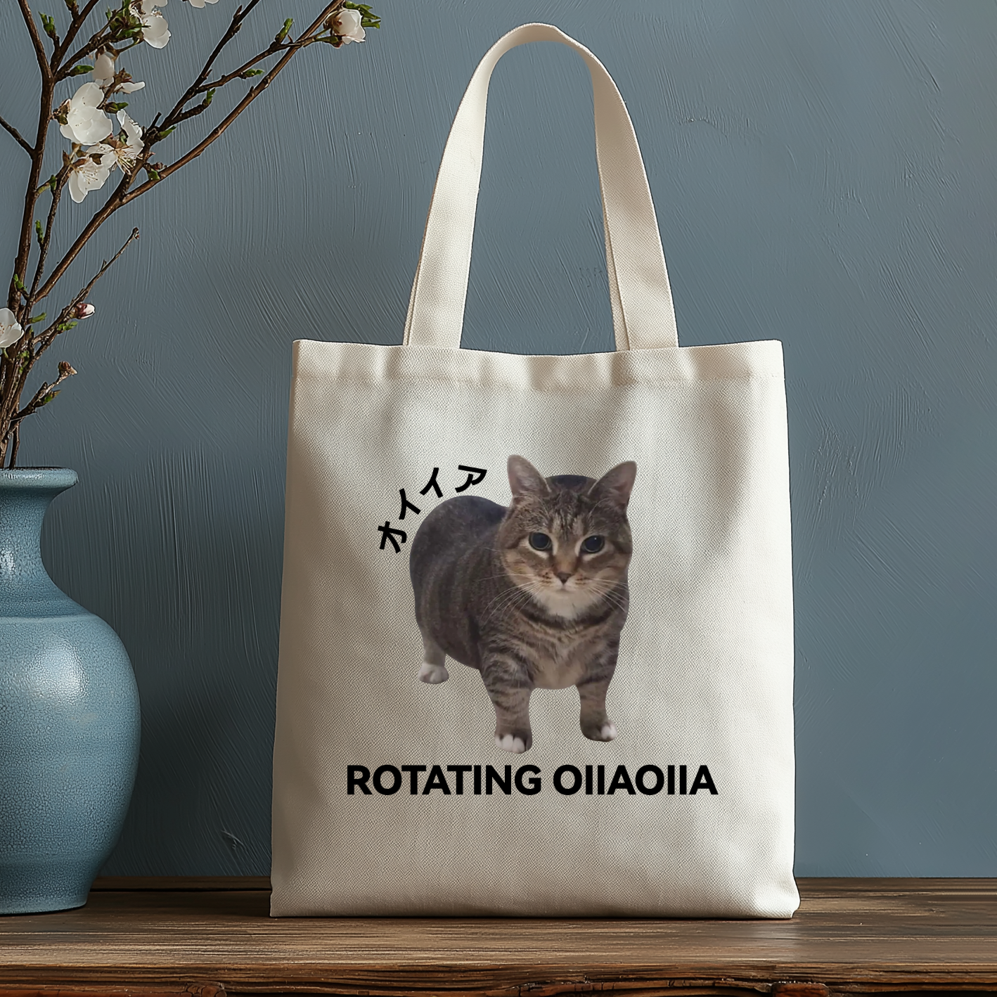 OIIA Cat Japanese Style Canvas Tote Bag