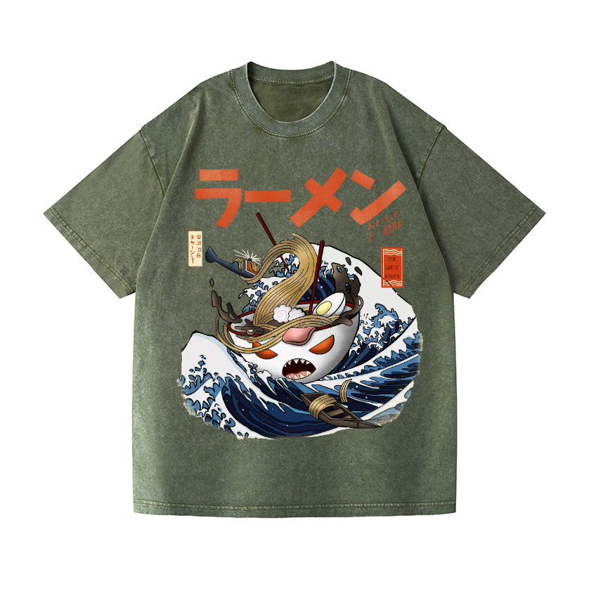 Ramen Wave Vintage Wash Japanese Design T-Shirt