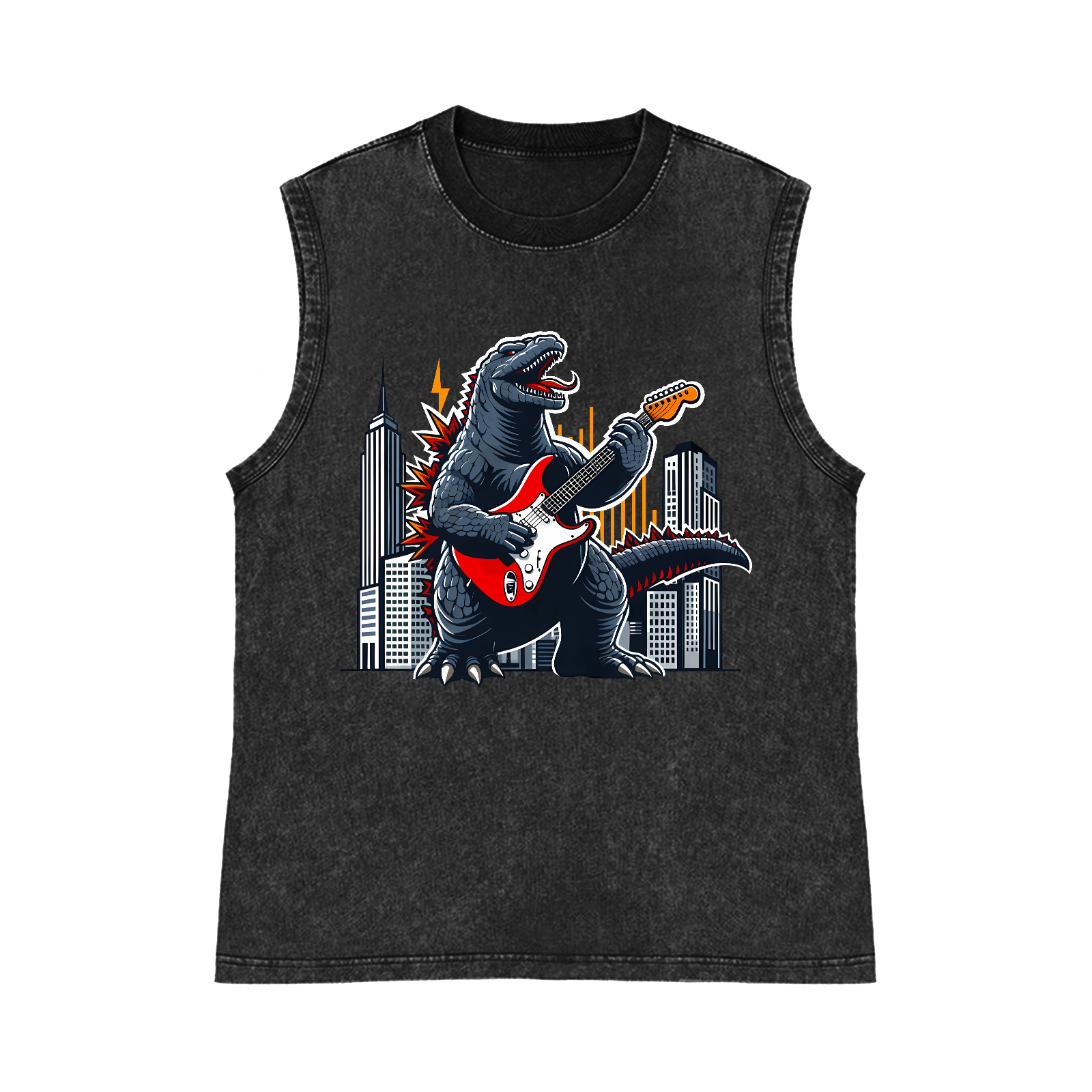 Rock Kaiju Pure Cotton Wash-Dyed Sleeveless Tank Top
