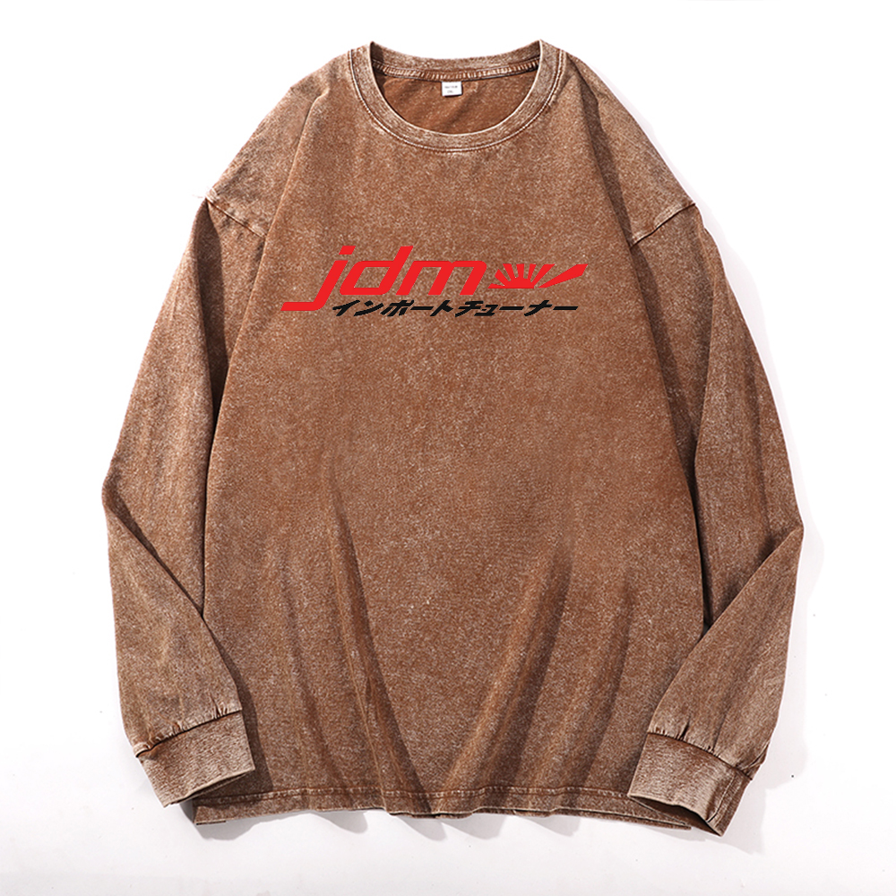 Vintage Cotton Wash Crewneck Long-Sleeve T-Shirt