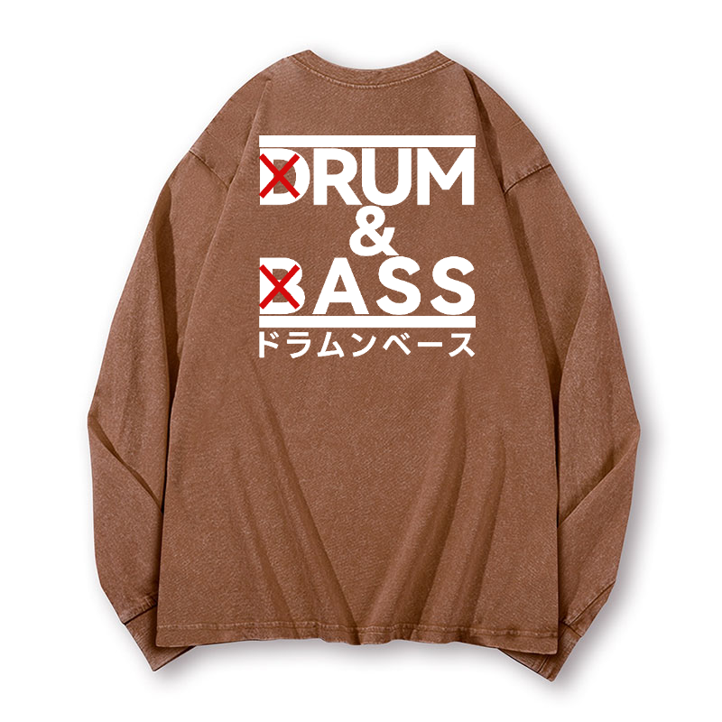 Drum and Bass Vintage Washed Cotton Back Art Long-sleeve T-shirt
