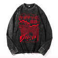 Sakura Vintage Cotton Wash Crewneck Long-Sleeve T-Shirt