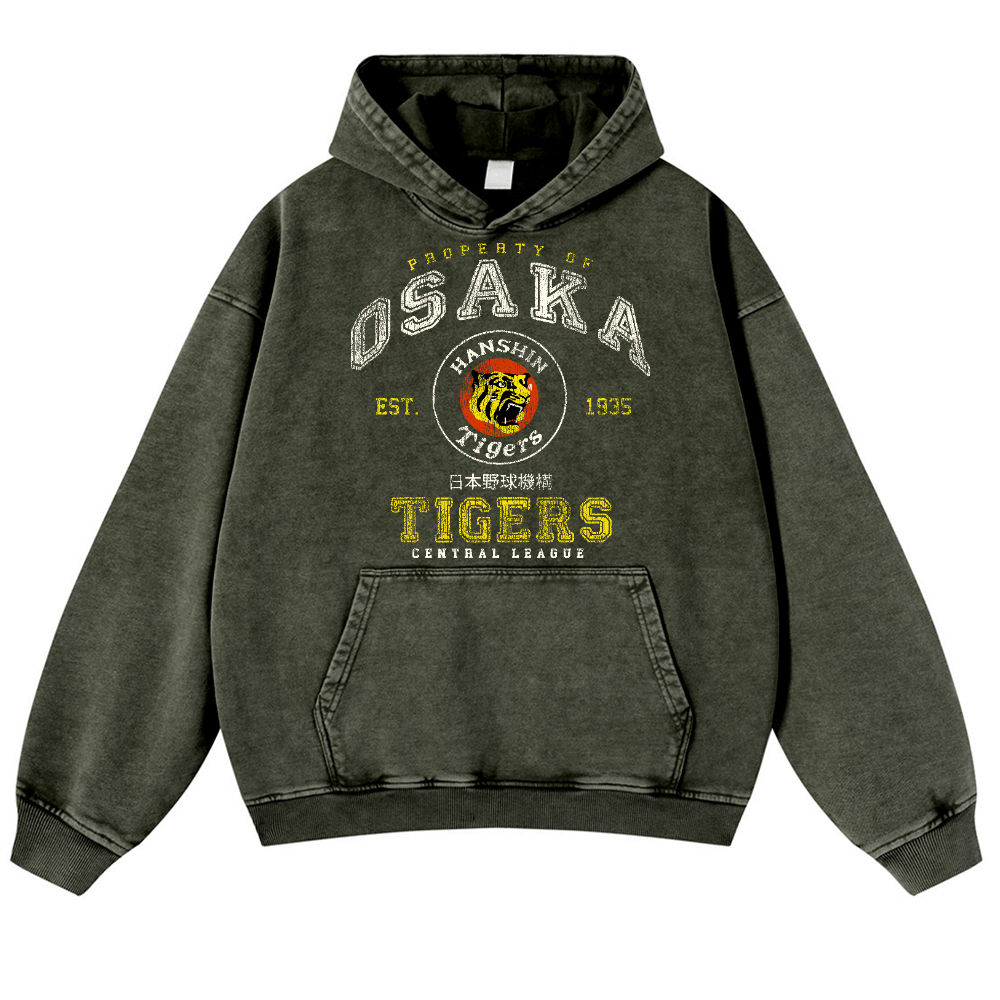 Osaka Tigers Vintage Washed Thick Cotton Hoodie