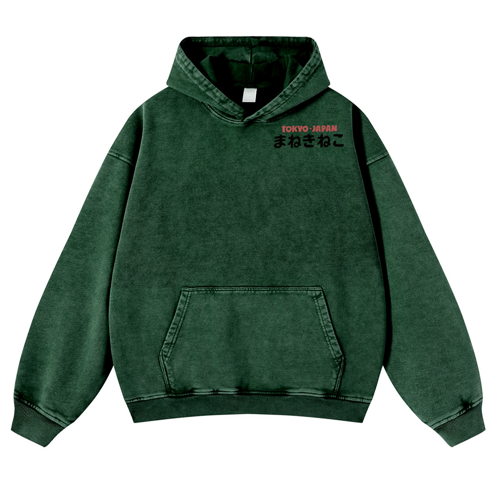 Kaiju Monster Tokyo Japan Vintage Washed Cotton Back Art Hoodie