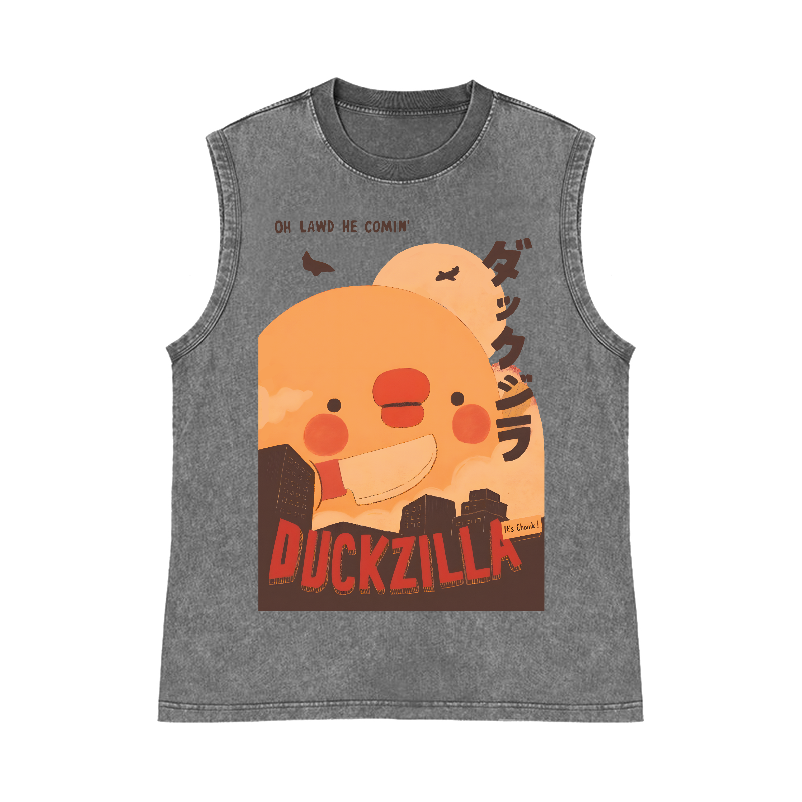 Duck Kaiju Pure Cotton Wash-Dyed Sleeveless Tank Top