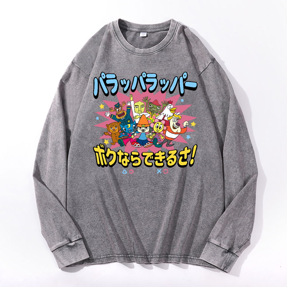 PaRappa the Rapper Vintage Cotton Wash Long-sleeve T-shirt