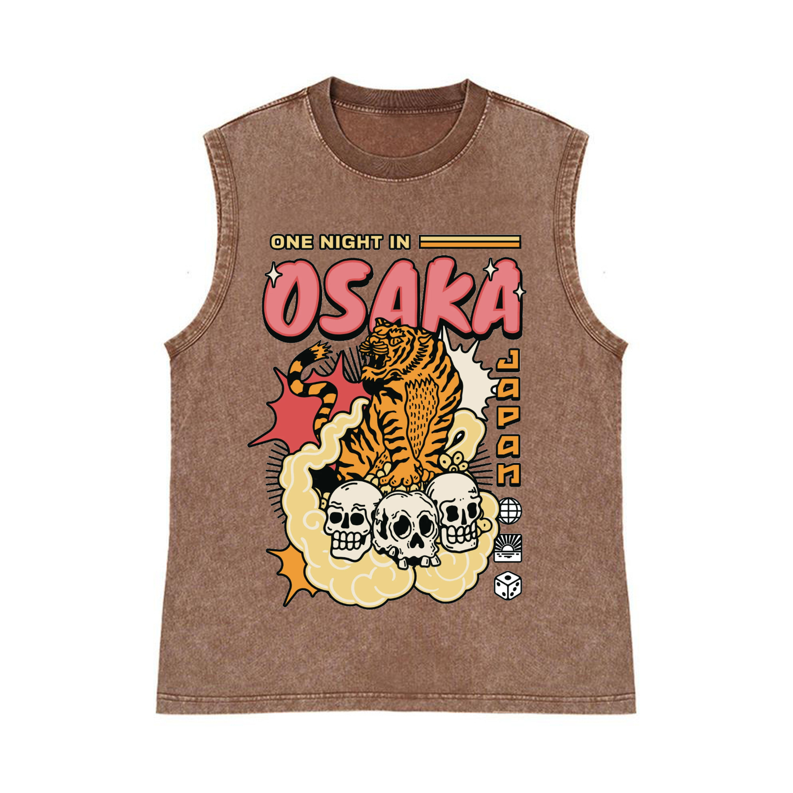 One Night in OSAKA Pure Cotton Wash-Dyed Sleeveless Tank Top